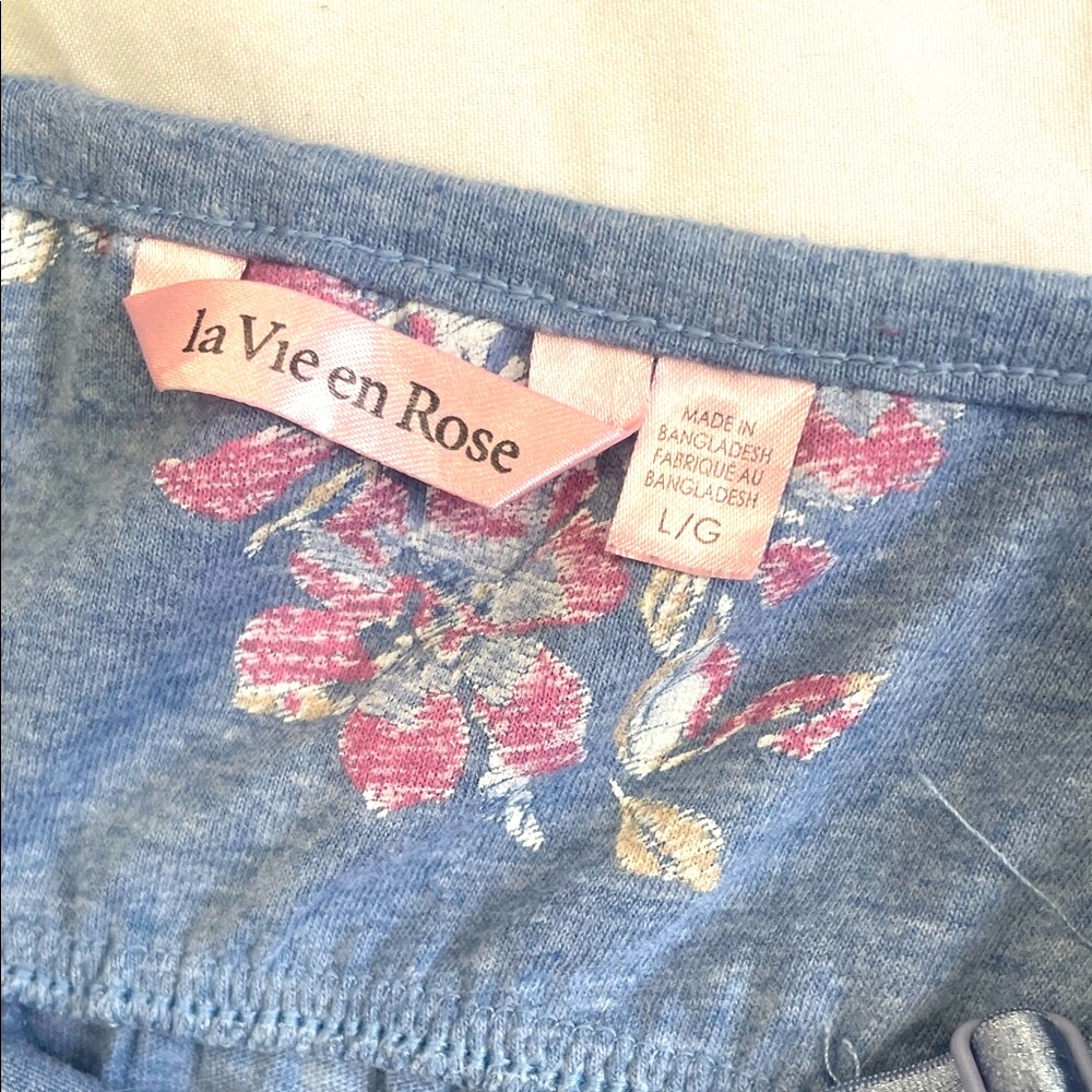 La Vie en Rose Floral Blue Spaghetti Strap Nighty. - Picture 13 of 15